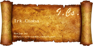 Irk Csaba névjegykártya